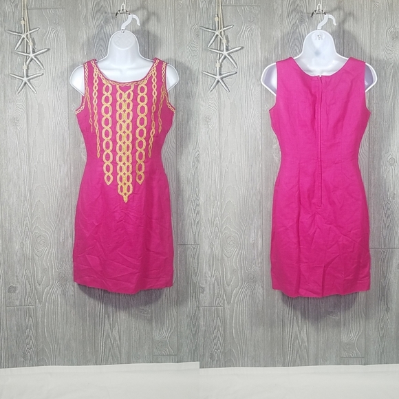 JENNA Dress Size 4 Pink Sleeveless Embroidered Party Summer - Picture 3 of 6